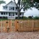 3 Foot High Custom Cedar Spaced Picket Fence with Angle Cut Top and Double Gate