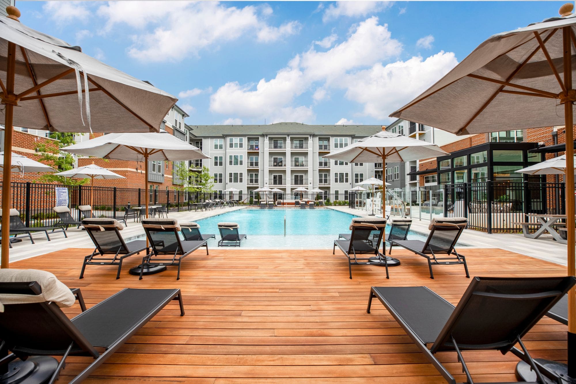 Pool Decking at either end of the pool in the courtyard at the Monarch at Waugh Chapel MD