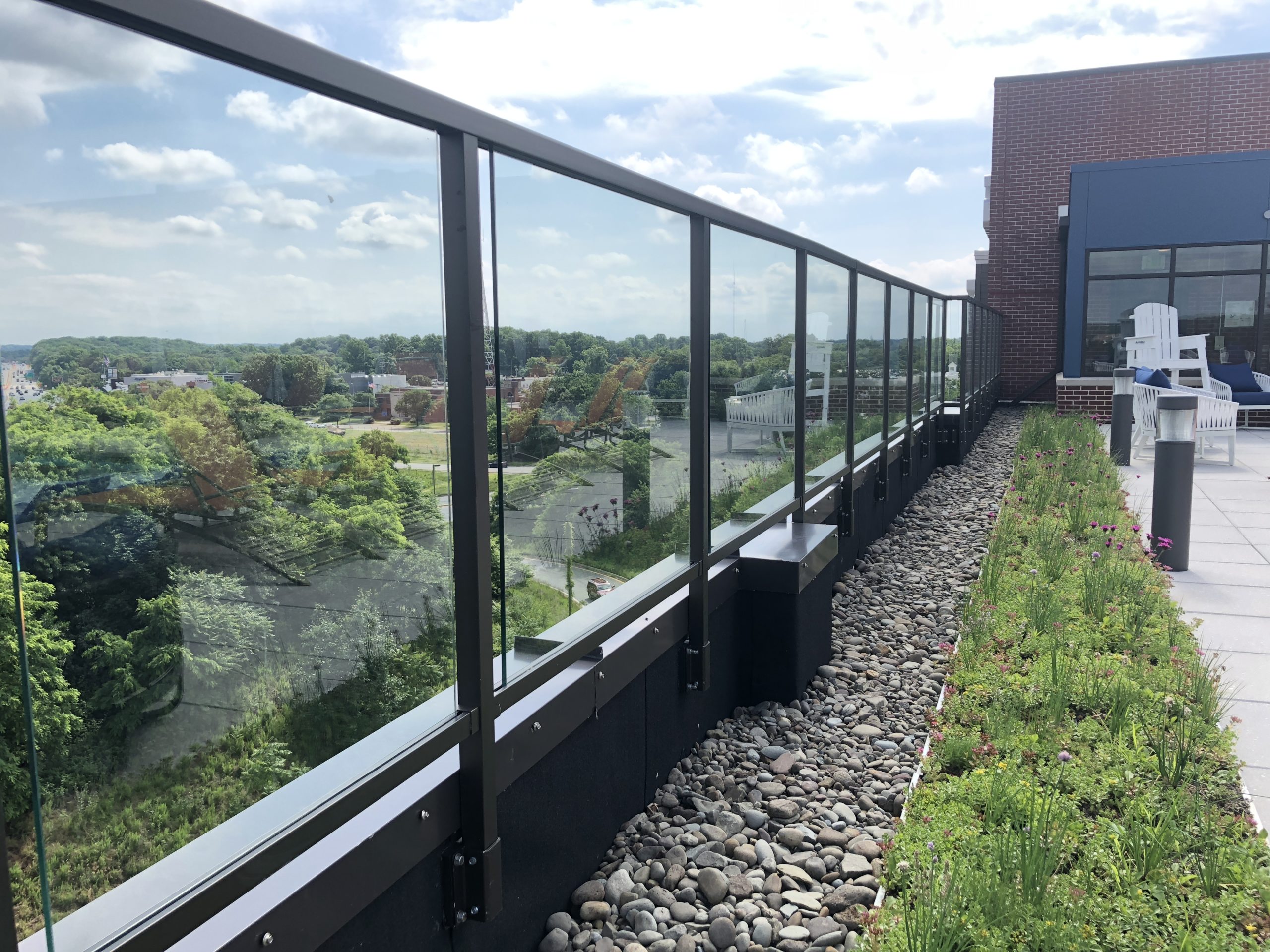 Rooftop Glass Panel Aluminum Balcony Railing at Maris in Annapolis MD