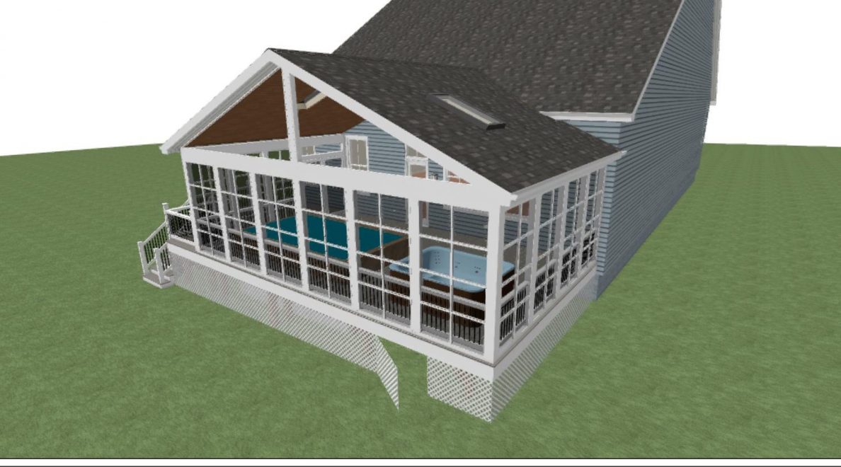 3D Rendering of the structure from the other side of the house