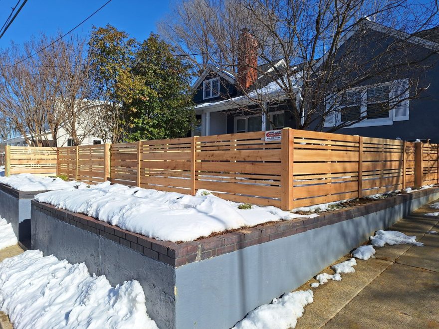 3_h Cedar Horizontal Fence wDog Eared Post Mixed 1x6, 1x4, & 1x2 PicketsRunners wSpacing, Post will Pressure Treated, Top Board Cover Height of Post