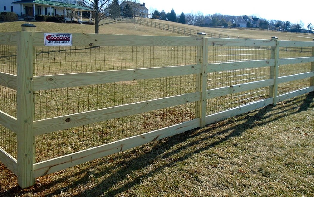 5-POST & RAIL - 5_ h PT 4 board paddock with black vinyl coated mesh 3