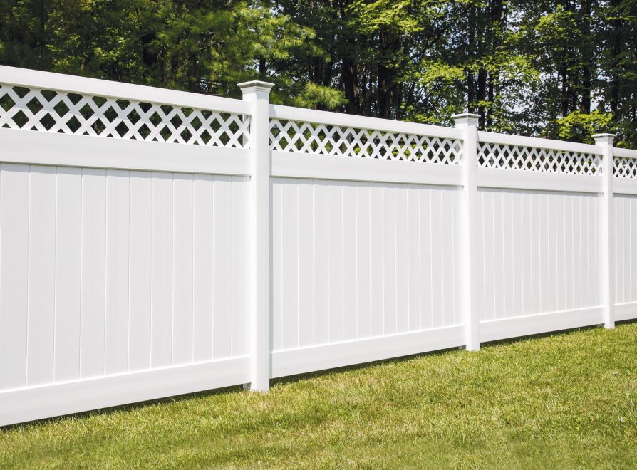 5 - White Lattice Top Privacy Vinyl Fence