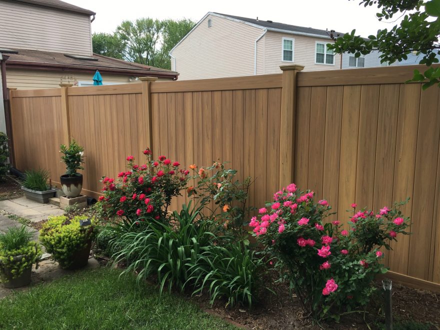 6 Foot High Cypress Vinyl Privacy Fence appears the same on both sides of the fence