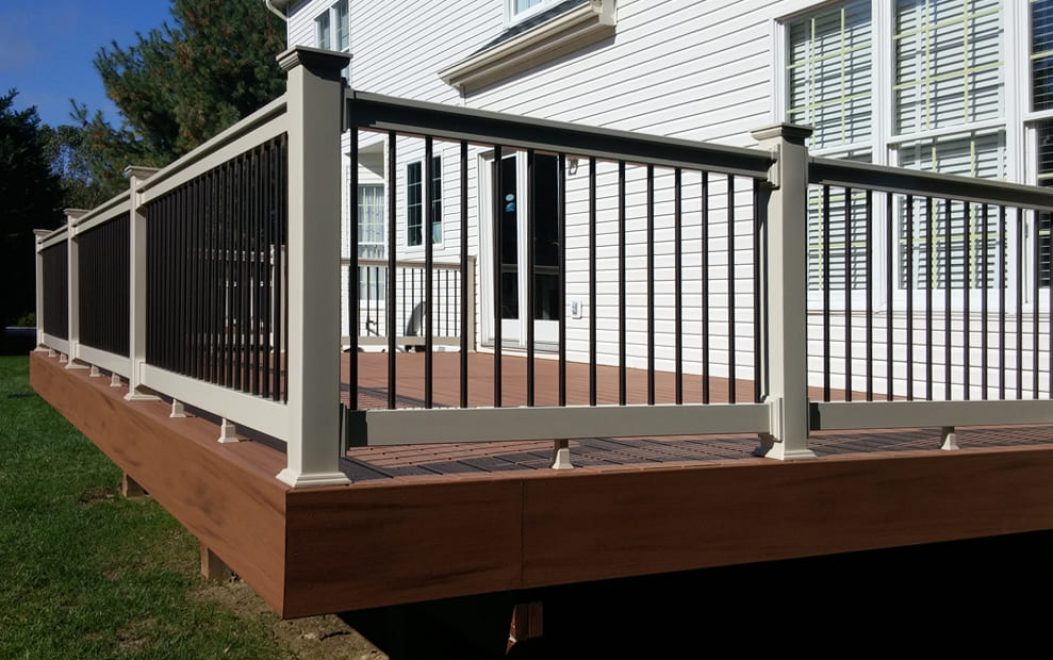 6-Tan Washington Vinyl Railing with Black Aluminum Balusters