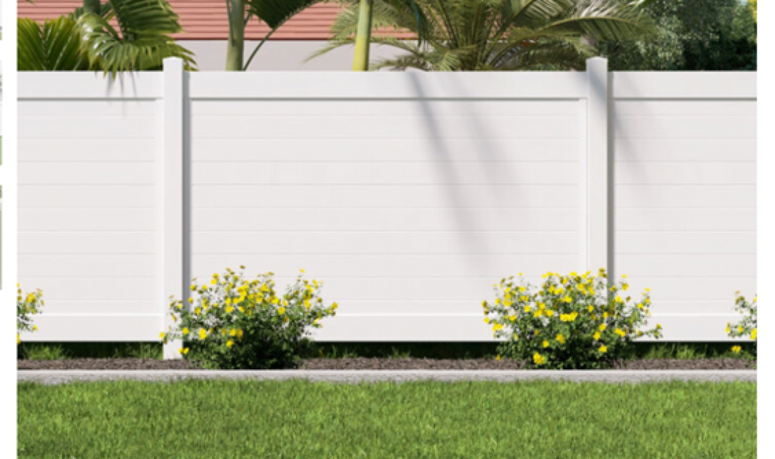 6' high Horizontal White PVC Privacy Fence