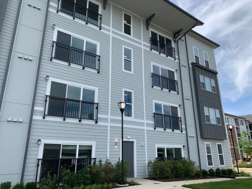 Black Aluminum Julliette Balcony Railing at Monarch at Waugh Chapel in MD