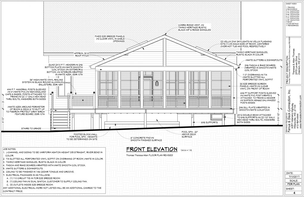 CAD Drawing of a Screened Porch is created and provided before we break ground