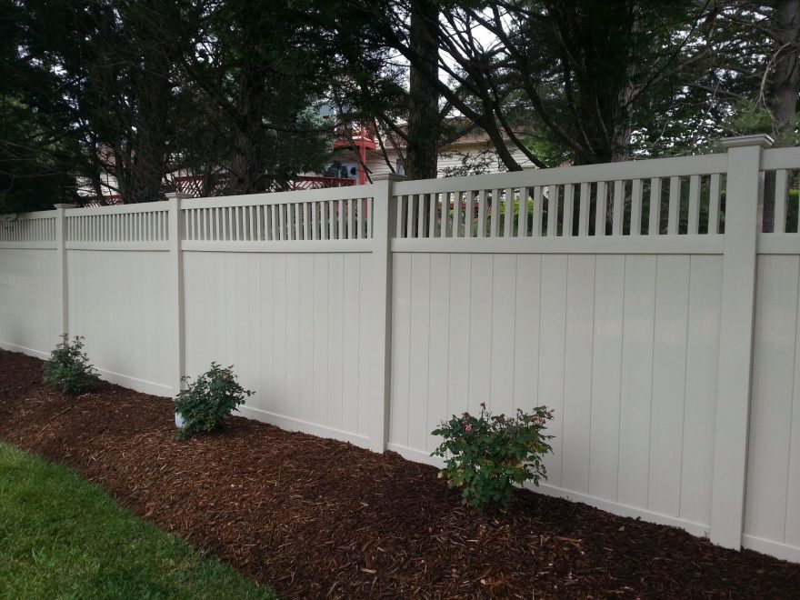 Closed Spindle Top White PVC Privacy Fence