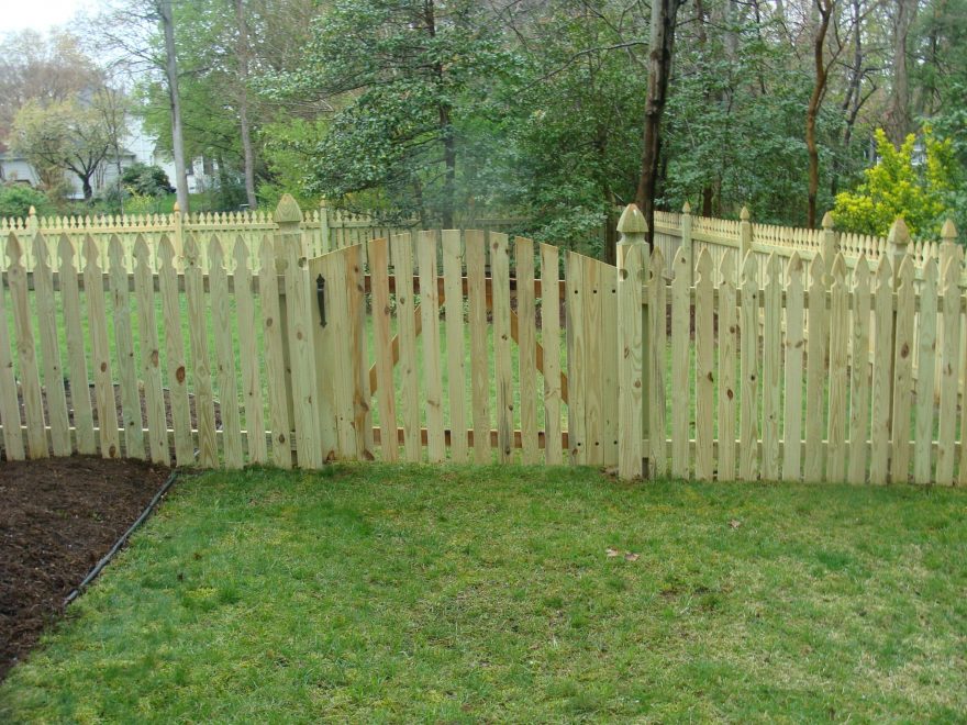 French Gothic Spaced Picket Wood Fence with French Gothic Posts