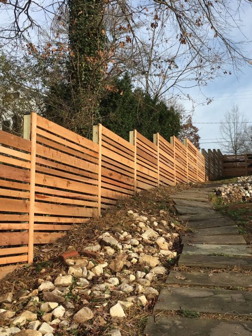 Horizontal Cedar Fence with Alternating sized Boards