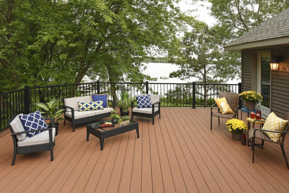 TimberTech Azek Vintage Collection Cypress Decking with Black Impression Railing