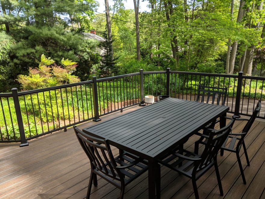 Trex Transcend Spiced Rum Deck Boards with Black Ultralox Aluminum Railing in Severna Park MD