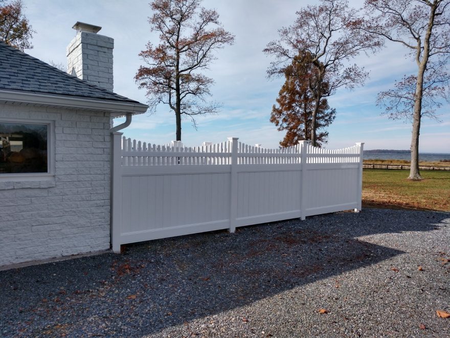 White Vinyl Open Spindle Scalloped Fence-min